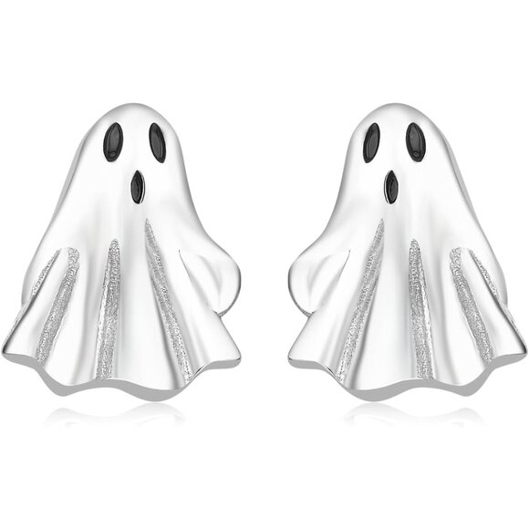 Halloween Sterling Silver Ghost Earrings with Cubic Zirconia Halloween Party Je